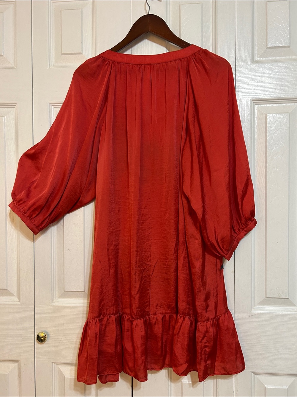 Uncle Frank Red dress with Black Leaf Embroidery - Picture 3 of 6